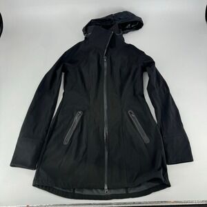 Athleta Black Hooded Full Zip Jacket Coat Womens Size S Made In Indonesia